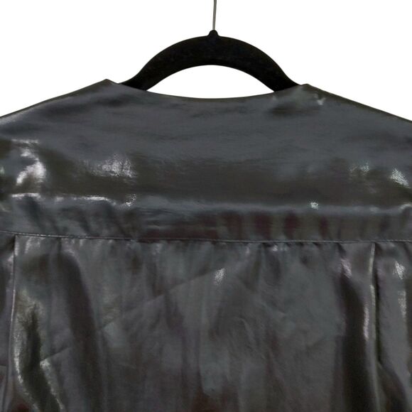 Rag & Bone Debbie Top Womens Medium Black Long Sleeve Front Slits V-Neck Chic - Picture 7 of 12